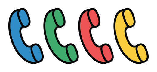 Four colorful telephone handsets represent diverse communication service.