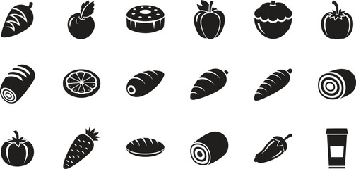Black and White Food Icons Collection