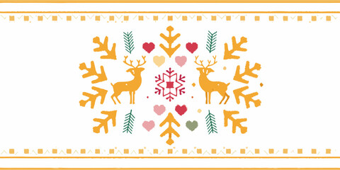 Festive christmas design featuring reindeer hearts and snowflake patterns © Rahul