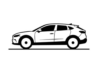 Fototapeta premium Black and white vector illustration of Crossover car , side view