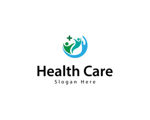  Healthcare Logo Design With Human Life Symbol Vector Illustration Concept