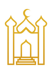 Mosque Logo Template Design Vector. A mosque icon with a dome and minarets symbolizing religious values, spirituality, and a strong Islamic identity.