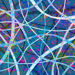 Modern geometric pattern of colorful curved stripes Abstract striping design Bright acid fluorescent colors