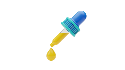 3D Dropper with Yellow Liquid and Droplet