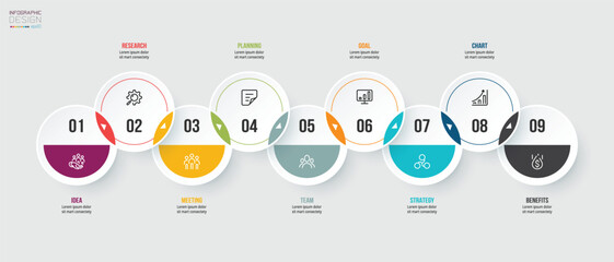 Timeline chart business infographic template.
