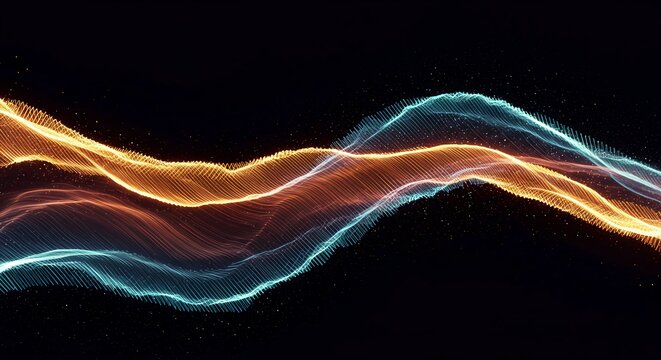 Abstract digital visualization of a dynamic flowing wave field pattern suitable for high-tech background design elements and scientific presentations, pattern, liquid, futuristic - Powered by Adobe