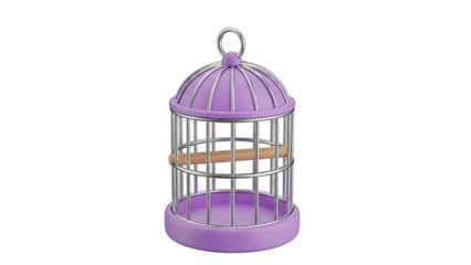 Purple Birdcage with Wooden Perch