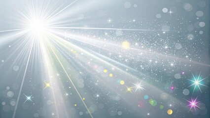 Vibrant starry night sky with shining rays of light