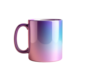 Iridescent ceramic mug with handle, gradient colors