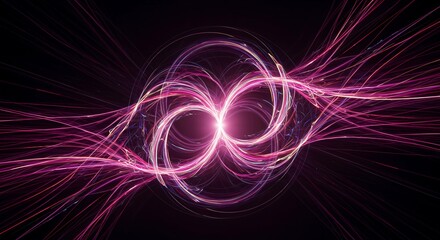 Curved lines define an invisible, dynamic force field. Abstract visualization of complex spatial dimensions and hyperbolic geometry, sleek, spatial, conceptual