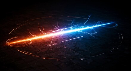 Digital abstract representation of a powerful electrical pulse being neutralized or blanked out on a dark technological interface, broadcast, data, disruption