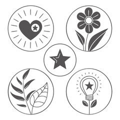 6 Calm and Balanced Abstract Gratitude Icons for Wellness Design
