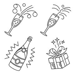 Set of 6 Abstract Celebration Icons with Festive Light Design