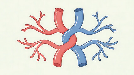 Intertwined Red and Blue Arteries and Veins Symbolizing Circulation and Life