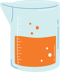 Laboratory beaker with orange liquid