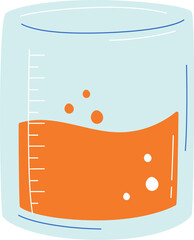 Laboratory glassware with orange fluid