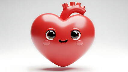 A Cute Cartoon Heart with Big Eyes and a Smiling Face, Full of Love and Joy, in a 3D Rendered Illustration