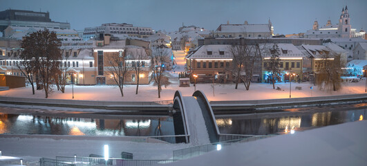 a winter evening in snowy Minsk