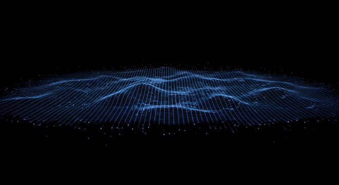 Abstract digital grid template floating in a dark, infinite space, suggesting a waiting structure ready for the input of hidden data and discovery, opportunity, background, design - Powered by Adobe