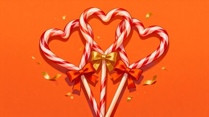 Heartshaped candy canes with bows