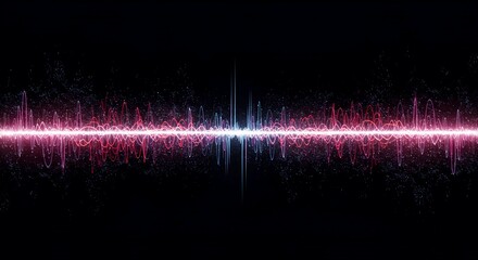 Abstract glowing wave pattern representing the electromagnetic spectrum and data transmission frequencies on a dark field, future, communication, modern