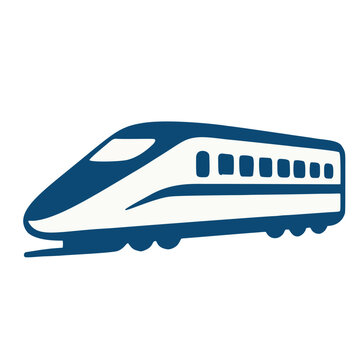 A flat vector of a modern high-speed train (bullet train) in solid blue and white.