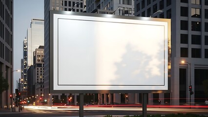 Blank billboard in a city at night, perfect for advertising or graphic design concepts