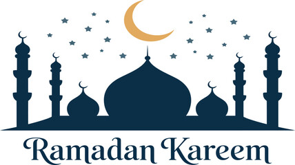 Ramadan Kareem Vector Illustration Elegant Mosque Crescent Moon Islamic Design