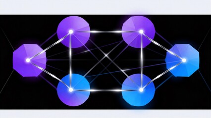 Abstract network of glowing shapes