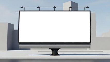 Fototapeta premium Empty blank billboard mockup in urban city setting, perfect for outdoor advertising campaigns and promotional messages. Clean white screen for your custom content
