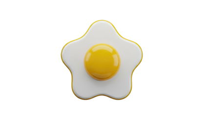 Stylized Fried Egg with Yellow Yolk on White Background