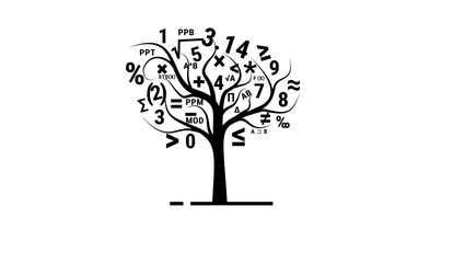 Obraz premium math tree symbol, black isolated silhouette