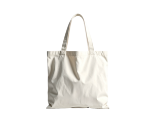 A plain, light-colored cloth tote bag with handles