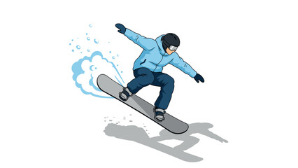 Fototapeta premium Snowboarder in action: dynamic winter sports illustration in blue and grey
