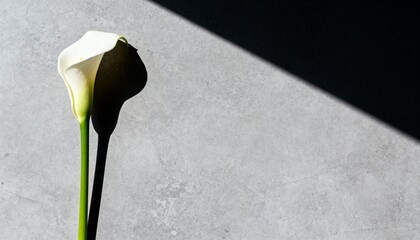 Solitary White Calla Lily with Dramatic Diagonal Shadow