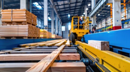 Industrial Wood Processing Facility with Automated Machinery and Storage for Timber Products