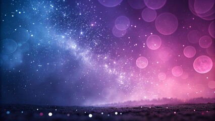 Magical starry night sky with vibrant purple and blue lights