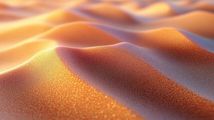 Golden sand dunes sculpted by wind under warm sunset light abstract macro view