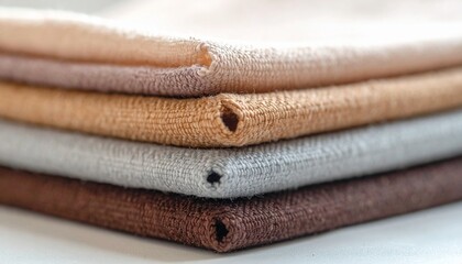 Macro close up of layered textile fibers with soft texture, boho abstract background