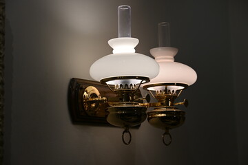 Traditional round copper wall sconces in classic style
