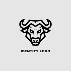 Obraz premium Stylized Elegant Buffalo Head Logo Template. Buffalo Logo Mascot Vector Illustration