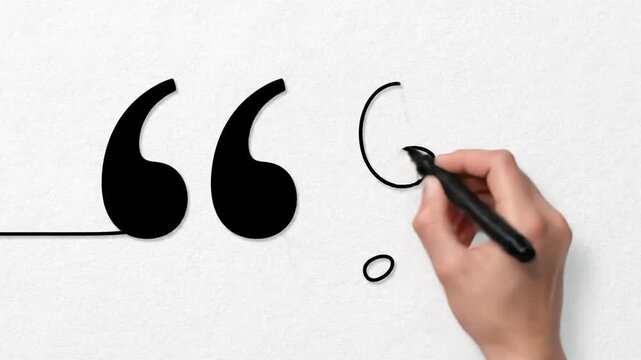 One continuous line illustration of quote mark icons Continuous line drawing of quotes vector Single continuous line drawing of a quote mark One continuous line of a quote mark drawing 4K 10s