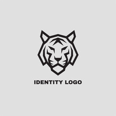 Fototapeta premium Stylized Elegant Tiger Head Logo Template. Tiger Logo Mascot Vector Illustration