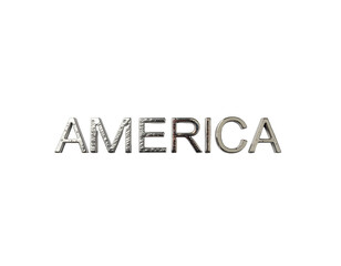 America metal letters spelling out the word with chrome texture