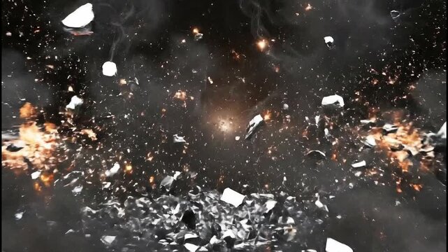 Shattered Glass Explosion Effect with Dynamic Motion and Impact Energy