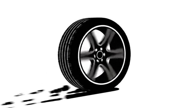 Fast car wheel icon auto tire motion car wheel with speed lines very simple flat and minimalist Tire silhouette in black on a white background car wheel black silhouette PNG pattern wheel 4K 10s