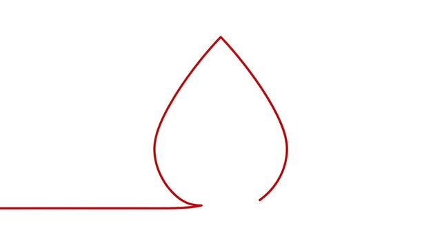 Continuous line drawing of blood drop on white background blood drop icon continuous one line drawing Single line continuous drawing of blood drop Continuous line drawing of drop Water drop 4K 10s