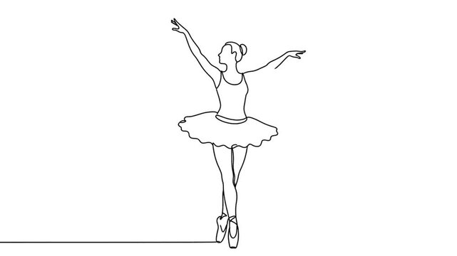 Ballerina dancer in continuous one line drawing Single line art illustration of perfoming ballet dancer Editable vector One continuous single drawing line art doodle beautiful drawing ballet 4K 10s
