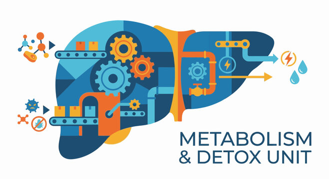 Human liver metabolism and detox unit vector illustration