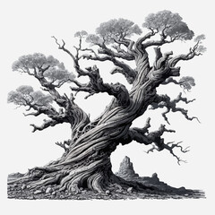 illustration of an ancient fossil tree